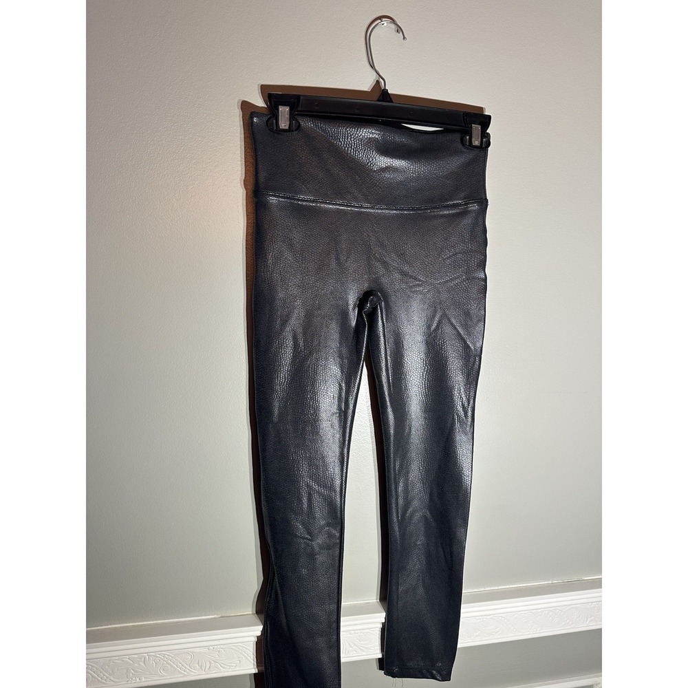 Spanx Faux Leather Leggings Black High Waist Skinny Pants Womens Size Small‎